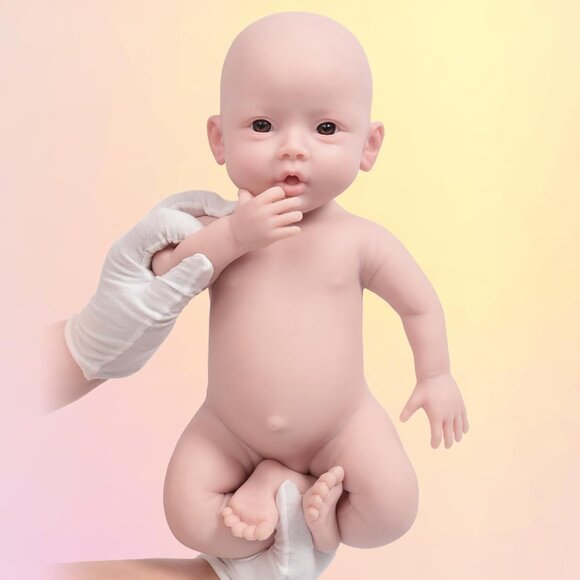 🆕 18.5 inches Full Body Silicone Reborn Baby Not Vinyl Ivory Baby Dolls Girl - Picture 1 of 5